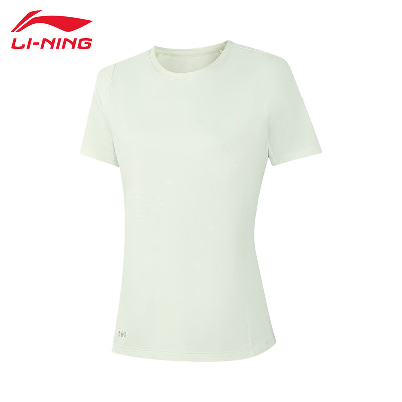 李宁（LI-NING） ATSV088-6跑步舒适透气女款短袖T恤柔水绿XXL码