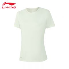 李宁（LI-NING） ATSV088-6跑步舒适透气女款短袖T恤柔水绿L码