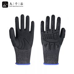 九千谷 防砸防震手套 加厚防撞击防切割机械手套 防穿刺工业劳保专用减震手套9988