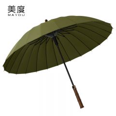 美度（MAYDU） M8003实木雨伞24K男士直杆商务晴雨伞两用长柄伞双人自动伞墨绿