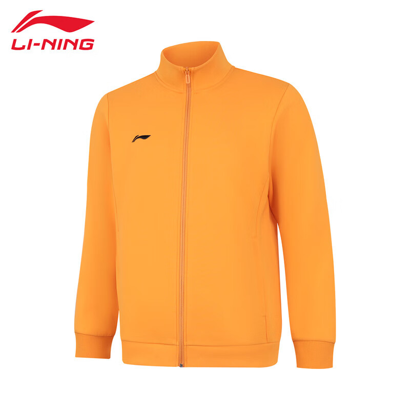 李宁（LI-NING） 柔软舒适保暖男款开衫无帽卫衣AWDUA75-6桔黄色XL码