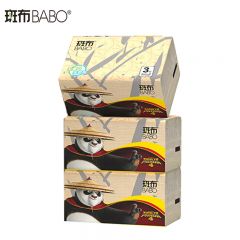 斑布（BABO）新品竹浆抽纸 3层100抽3包 功夫熊猫6D抽纸