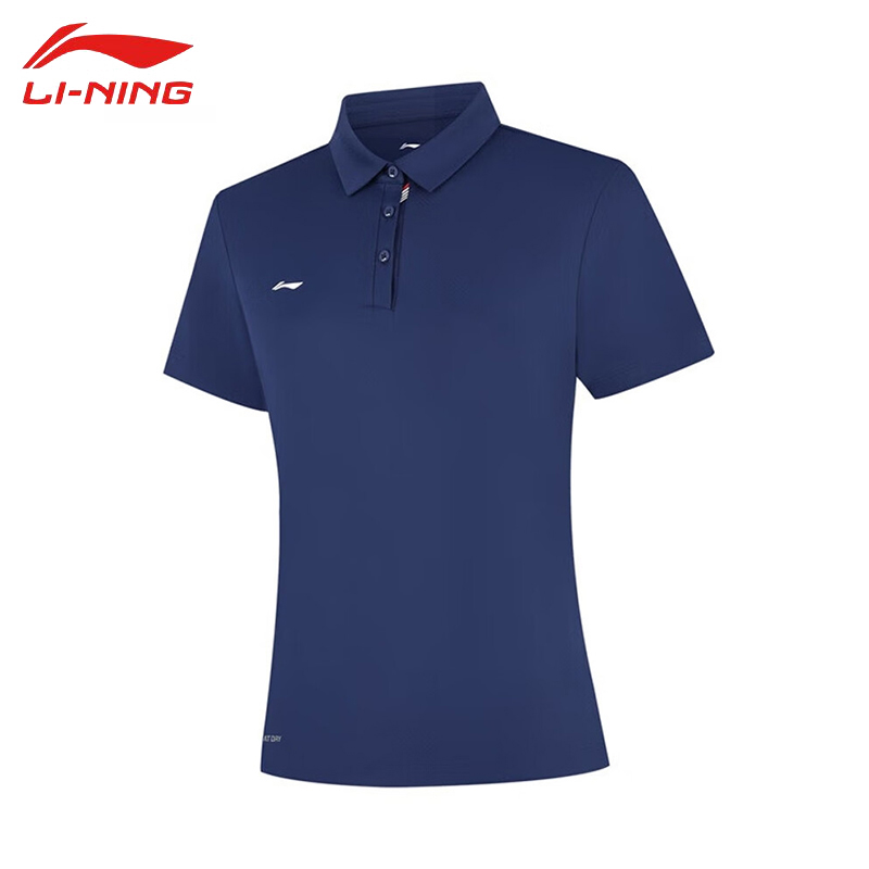 李宁（LI-NING） APLV136-3女士舒适透气短袖POLO亲肤吸汗上衣深盏蓝3XL码