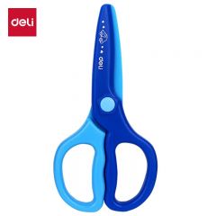 得力（deli） 6067儿童安全手工剪刀/学生塑料裁纸刀 小学生幼儿剪子 蓝色