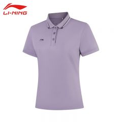李宁（LI-NING） APLV060-4女士舒适透气短袖POLO亲肤吸汗上衣熏灰紫XS码