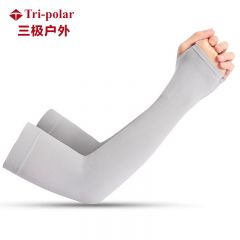 三极户外（Tri-polar）TP1137夏季冰丝手套袖套男女护臂户外开车骑行女士遮阳冰袖一双灰色