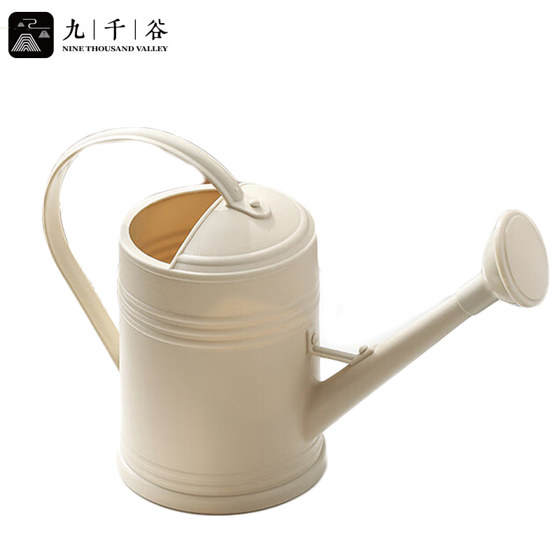 九千谷 6102 洒水壶长嘴2L 浇花种菜复古洒水壶盆栽浇花壶浇花神器 米色