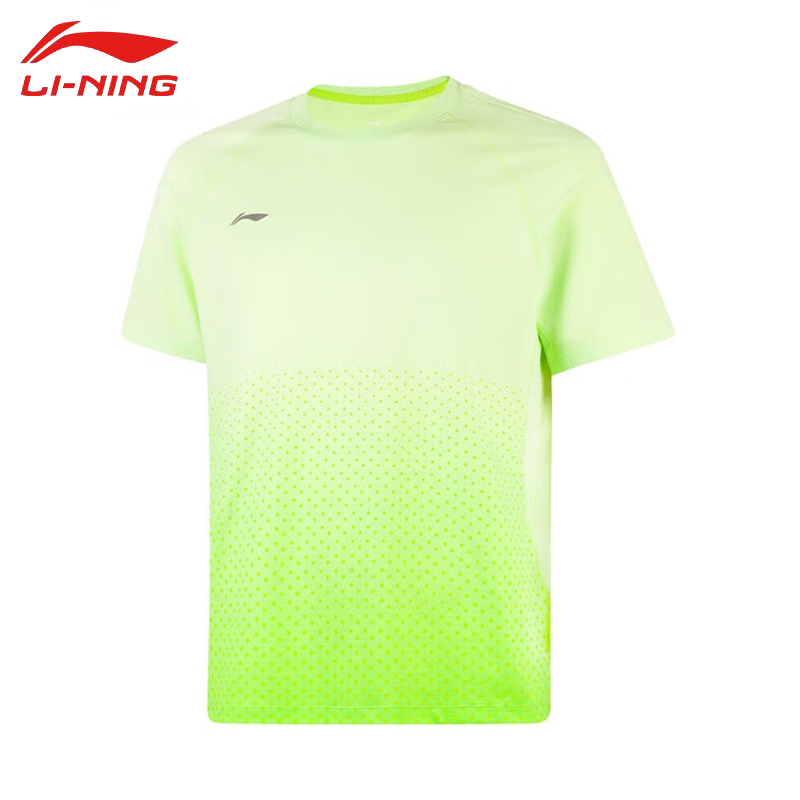 李宁（LI-NING） ATSV437-7男士舒适透气短袖吸汗亲肤上衣精灵绿/数字绿M码