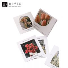 九千谷 贺卡高级感ins风鲜花束小卡片节日祝福留言卡四季卡+圆形夹3711