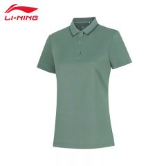 李宁（LI-NING） APLU192-11运动时尚舒适透气女款短袖T恤POLP衫千山翠L码