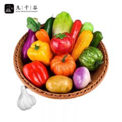 九千谷 仿真蔬菜水果模型不带筐橱柜装饰早教认知贡品拍摄道具12件套4312