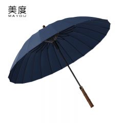 美度（MAYDU） M8003实木雨伞24K男士直杆商务晴雨伞两用长柄伞双人自动伞藏青