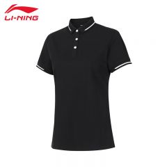 李宁（LI-NING） APLU206-2女士运动时尚舒适透气女款短袖POLP衫黑色S码
