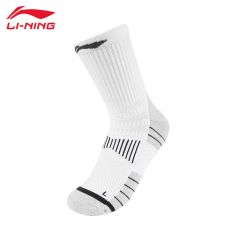 李宁（LI-NING） AWSV007-2舒适透气跑步中袜白/川石灰/荧光黄绿L码