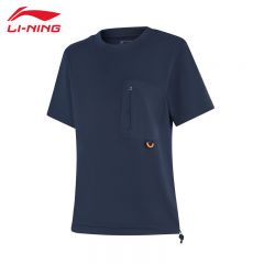 李宁（LI-NING） AHSU502-2女士短袖文化衫舒适透气上衣深鸢尾蓝S码
