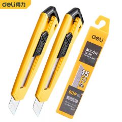 得力（deli） 3件套塑壳美工刀壁纸刀裁纸刀18mm2把刀+刀片 DL018B-3
