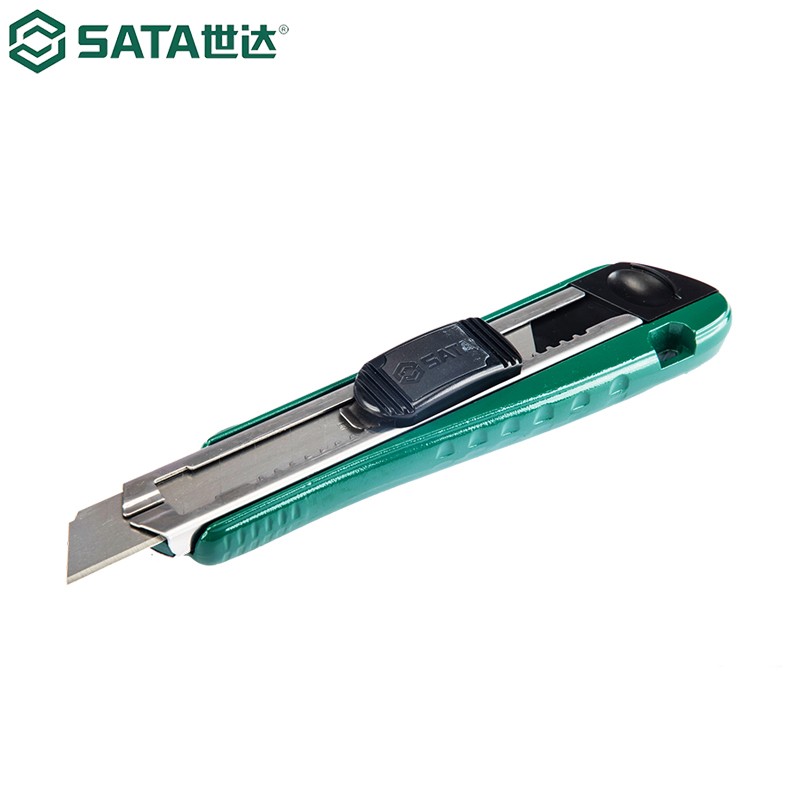 世达（SATA）工具18MM橡塑柄美工刀93428壁纸刀安全开箱刀裁纸刀 工业级金属美工刀8节18x100MM 93430