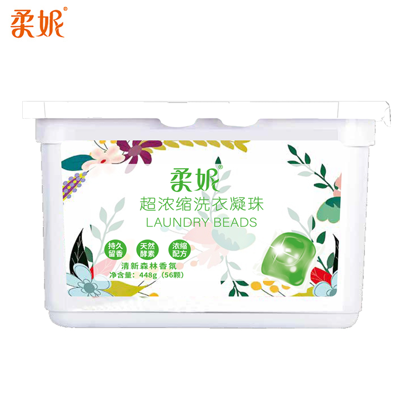 柔妮 浓缩洗衣凝珠持久留香 清新森林香8g*56颗盒装