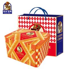 如水 饼干曲奇特产糕点 老年人休闲零食 铁盒装 红罐 坚果纯牛奶鸡蛋卷468g 盒