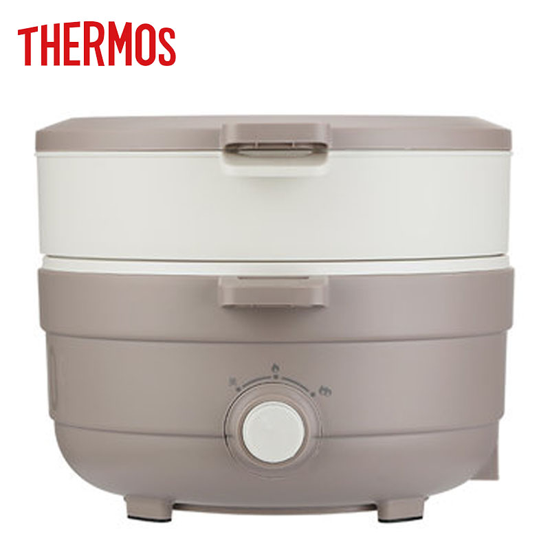 膳魔师（THERMOS） 多功能料理锅电火锅家用多用途电热锅蒸锅EHA-4332A 3L 灰色