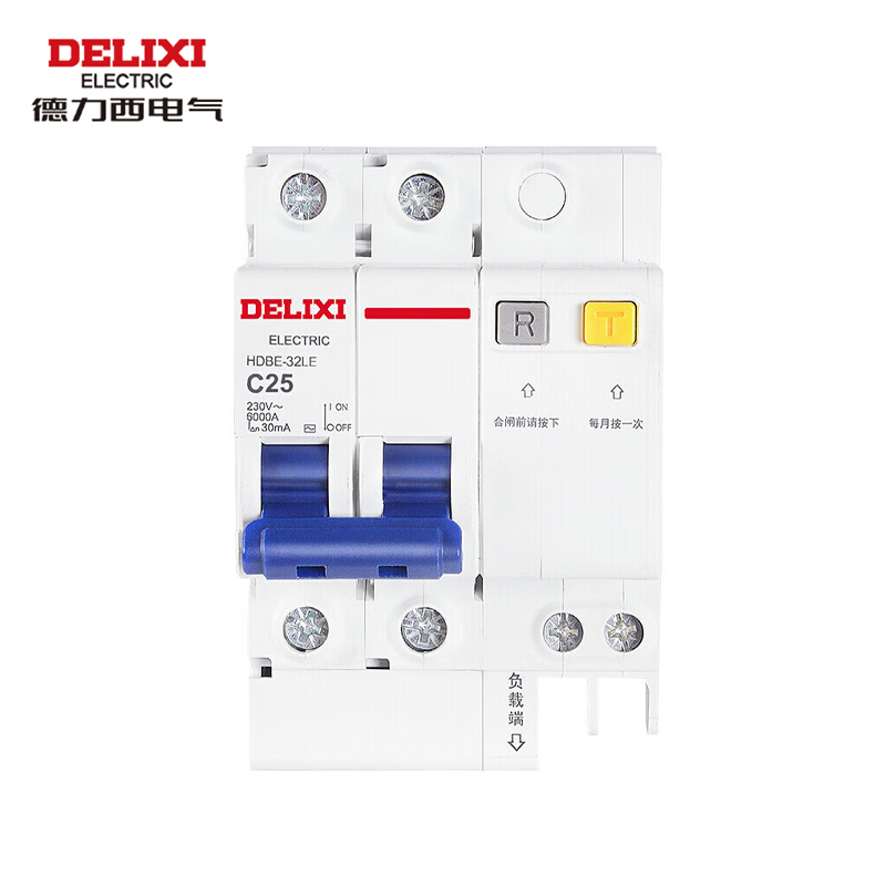德力西（DELIXI）空气开关 HDBE32LE2C25 家用空开带漏保小型漏电保护断路器 2P25A