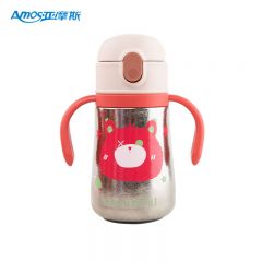 亚摩斯（AMOS） AS-TIXY350钛儿童学饮杯内外纯钛儿童保温杯带吸管宝宝水杯保鲜无异味