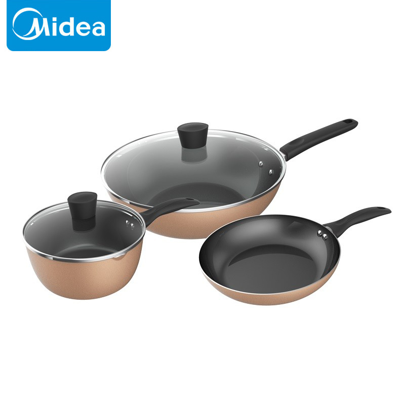 美的（Midea） MP-SL0303锅具套装厨具烹饪组合家用电磁炉燃气不粘锅炒锅奶锅煎锅