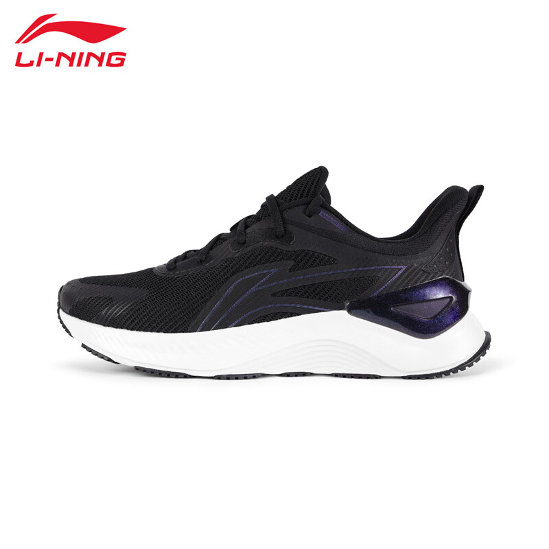 李宁（LI-NING） ARHV021-2男士缓震保护跑鞋越影舒适透气运动鞋黑色/月表灰44码