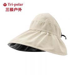 三极户外（Tri-polar）TP6435夏季双层渔夫帽女空顶黑胶遮阳帽黑胶款-米白色均码