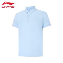 李宁（LI-NING） APLV113-2男士冰感舒适透气短袖亲肤吸湿排汗T恤POLO净空蓝M码