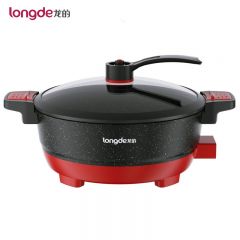 龙的（longde） LD-WY5021电火锅旋钮式多功能电煮锅5L容量家用电锅微压烹饪锅高效导热电热锅火锅不粘内胆锅