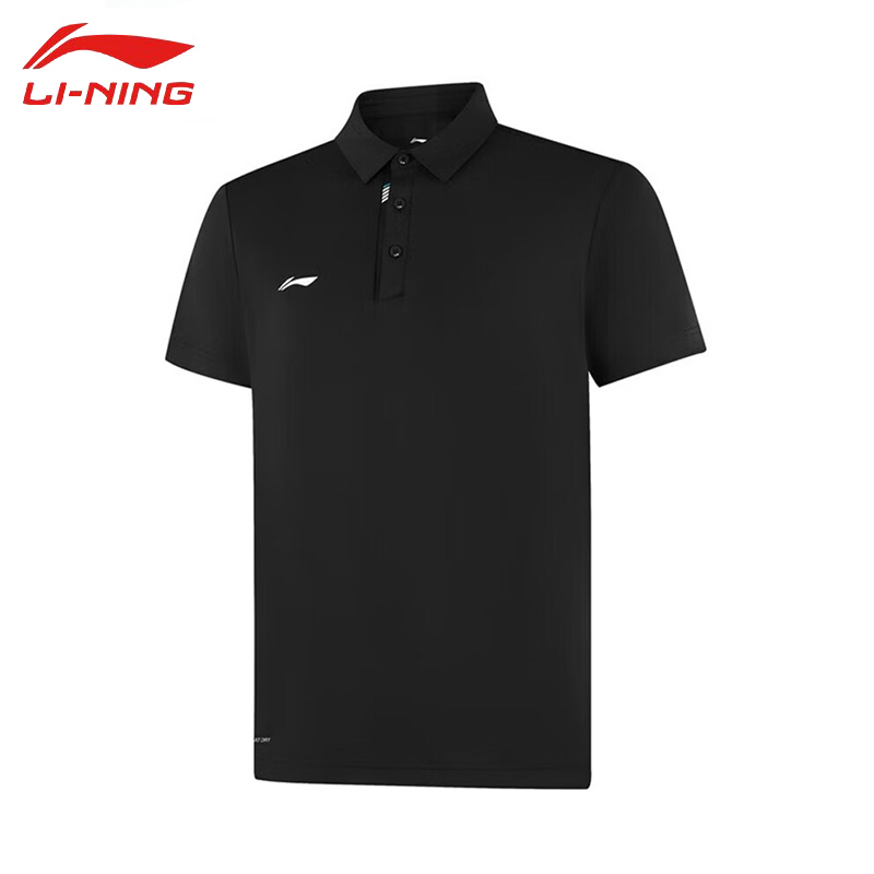 李宁（LI-NING） APLV133-2男士舒适透气短袖POLO亲肤吸汗上衣黑色6XL码