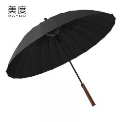 美度（MAYDU） M8003实木雨伞24K男士直杆商务晴雨伞两用长柄伞双人自动伞黑色