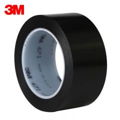 3M  471 PVC警示标识胶带地标线胶带贴 划线安全标识警示标记工业地板车间工厂耐磨轻松剥离防水无残胶 黑色 100mm宽