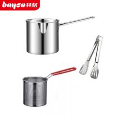 拜格（BAYCO） 304不锈钢家用油炸专用锅深型1.2L薯条天妇罗小炸锅热油锅 BG1625