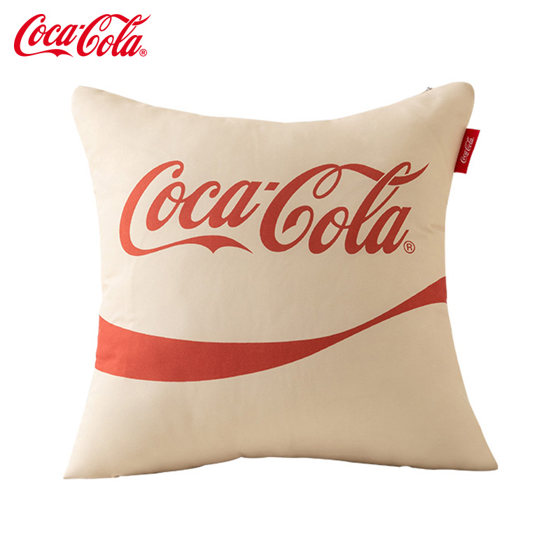 可口可乐 cocacola2000白复古简约多功能印花水晶绒抱枕  单只装(BM-LW0027-02) 45*45cm