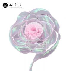 九千谷 幻彩纱丝带 鱼尾纱带卷边拷边园艺鲜花包装扎带蛋糕盒子打包装饰缎带婚礼布置网纱雪纺带 贝壳粉6614
