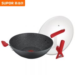 苏泊尔（SUPOR） 炒锅不粘锅炒菜锅 电磁炉燃气灶通用 麦饭石色无油烟火红点无烟 直径32cm PC32W8