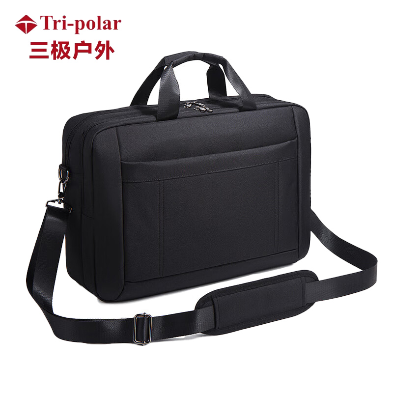 三极户外（Tri-polar） TP2166电脑包商务简约单肩斜挎手提包公文包多隔层差旅包黑色19寸