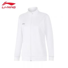 李宁（LI-NING） 柔软舒适保暖女款开衫无帽卫衣AWDUA76-7标准白M码