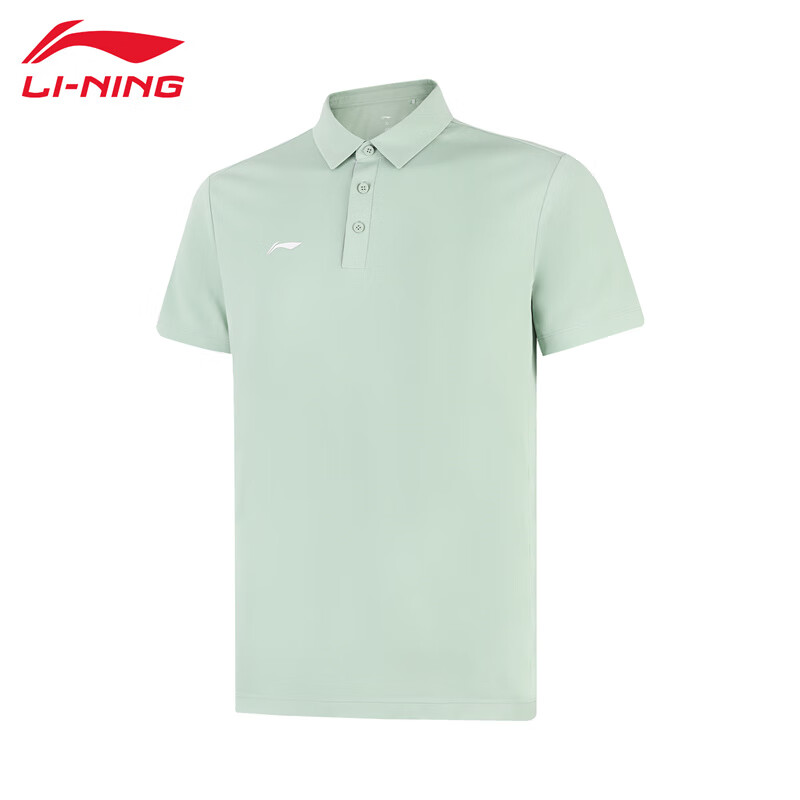 李宁（LI-NING） APLV029-9男士舒适透气短袖POLO衫速干T恤羊脂绿L码