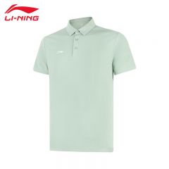 李宁（LI-NING） APLV029-9男士舒适透气短袖POLO衫速干T恤羊脂绿S码