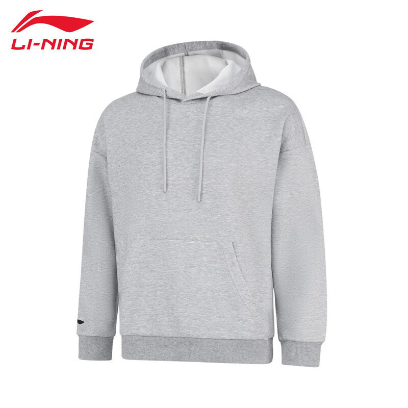 李宁（LI-NING） 柔软舒适保暖中性款套头连帽卫衣AWDUD09-2花灰XS