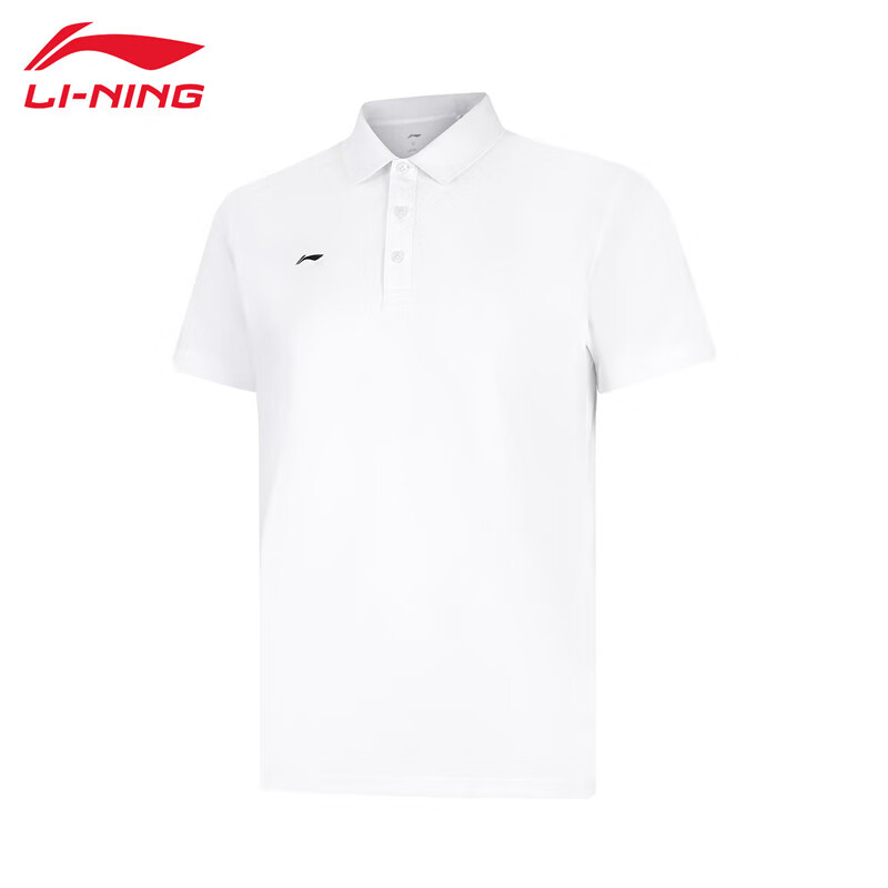 李宁（LI-NING） APLV495-1男士舒适透气短袖POLO衫运动休闲半袖标准白6XL码