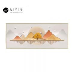 九千谷 卧室装饰画晶瓷镶钻现代轻奢主卧次卧床头背景墙遮挡壁画挂画50*150cm黑框8052