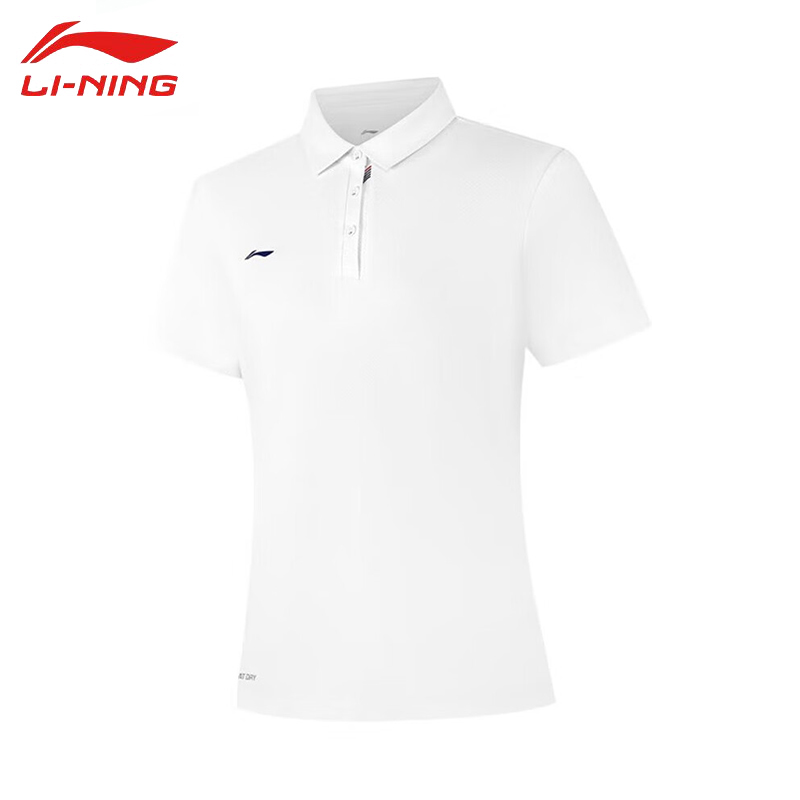 李宁（LI-NING） APLV136-1女士舒适透气短袖POLO亲肤吸汗上衣标准白S码