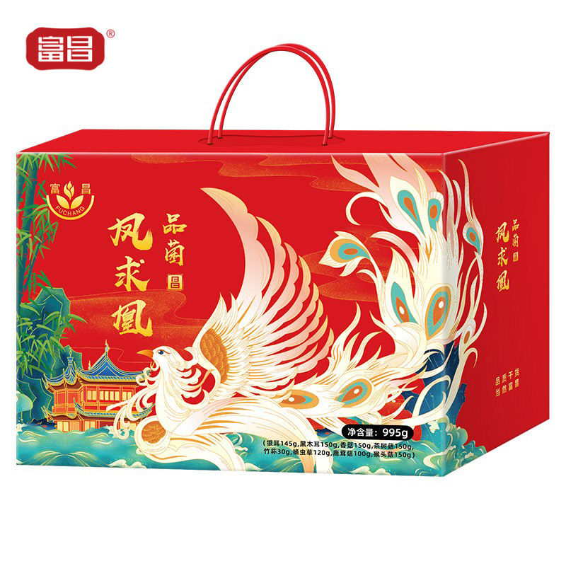 富昌 臻品礼盒枸杞莲子桂圆肉蛹虫草香菇木耳牛肝菌姬松茸 凤求凰礼995g