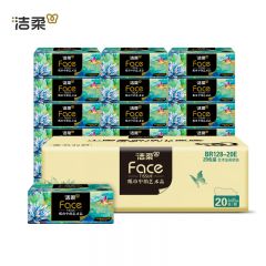 洁柔 抽纸油画Face加厚4层80抽20包面巾纸抽纸可湿水卫生纸家用整箱装 4层80抽 20包