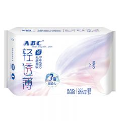 ABC 甜睡夜用轻透薄绵柔表层卫生巾323mm*3片含KMS健康配方