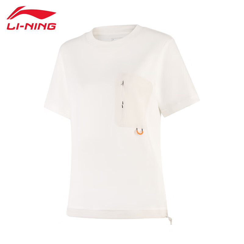 李宁（LI-NING） AHSU502-2女士短袖文化衫舒适透气女款上衣乳白色L码